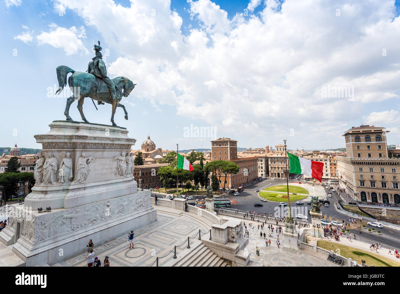 Altare della Patria o il Monumento Nazionale a Vittorio Emanuele II, Piazza Venezia a Roma, Italia Foto Stock