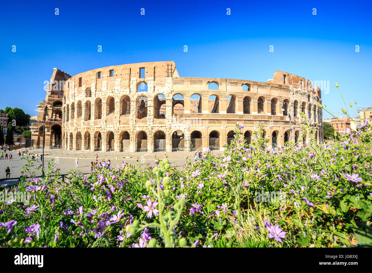 Colosseo a Roma, punto di riferimento del Lazio, Italia Foto Stock