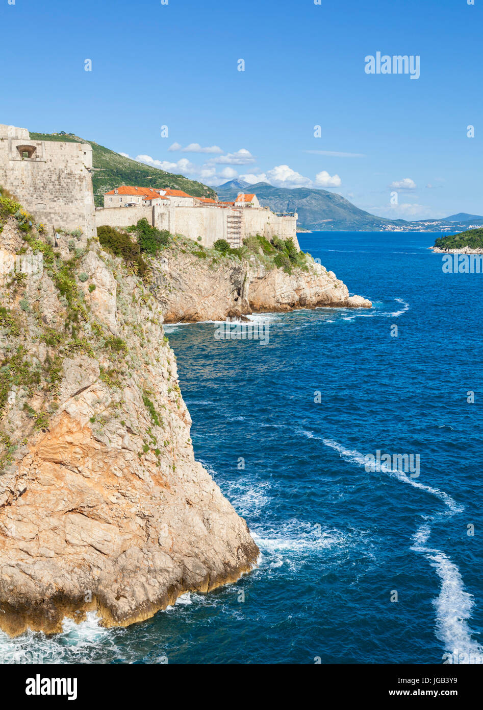 CCroatia Dubrovnik Croazia costa dalmata Dubrovnik Fort Lovrijenac Dubrovnik mura sul palo di operazioni automatiche di fine campo paese vecchio di Dubrovnik Dubrovnik Croazia Europa Foto Stock