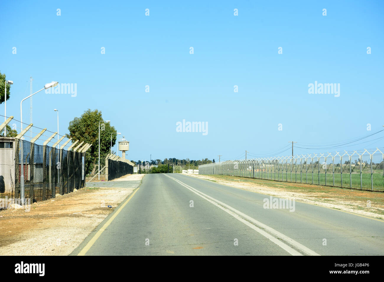 United Nation zona di buffer tra la Repubblica di Cipro e la Repubblica turca di Cipro del Nord Foto Stock