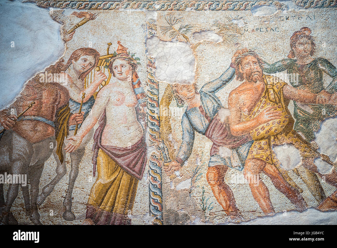 Famoso roman Paphos mosaici, la Repubblica di Cipro Foto Stock