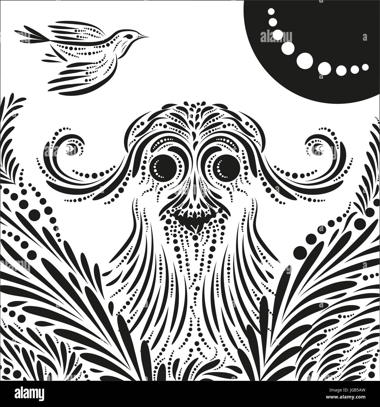 Leshy nella foresta di fata Illustrazione Vettoriale