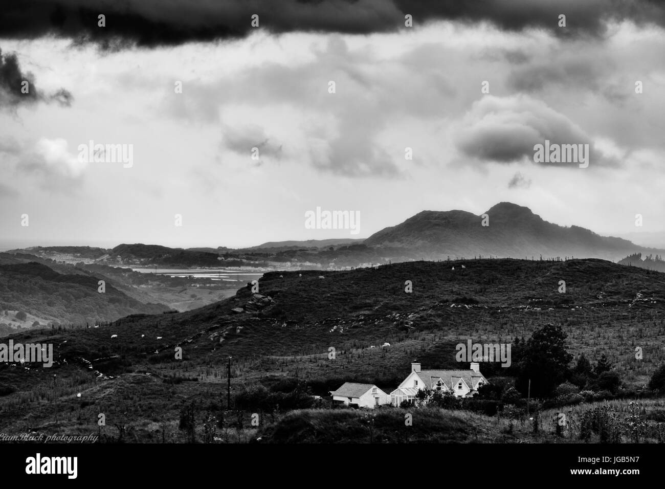 In bianco e nero il gallese fotografia di paesaggi Foto Stock