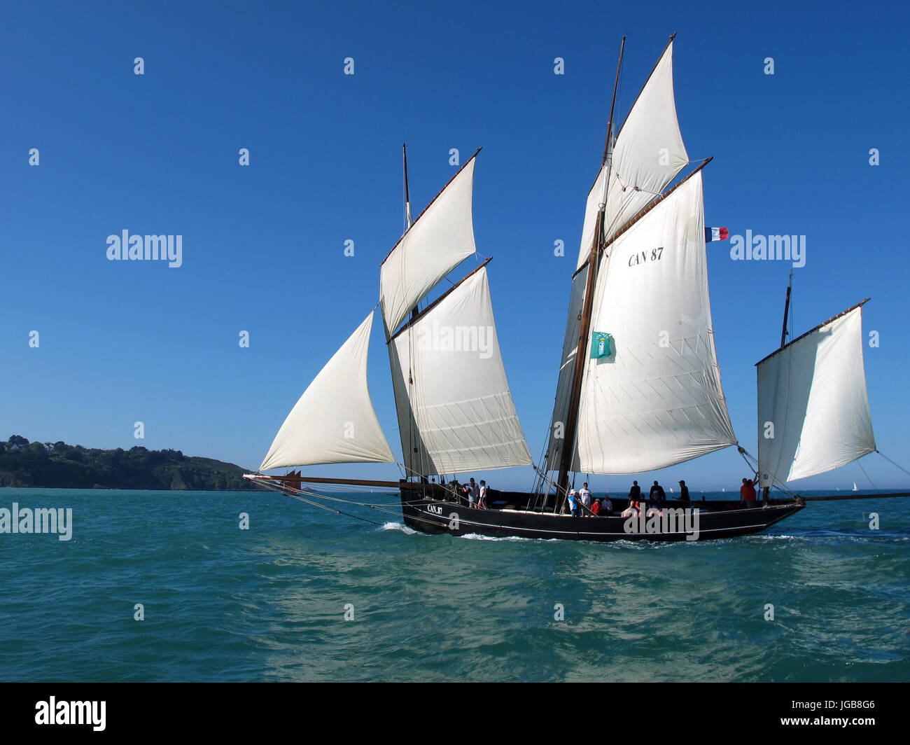 La Cancalaise, Antica Regata a vela, Binic porto vicino Saint-Brieuc, Cotes-d'Armor, Bretagne, Bretagna, Francia, Europa Foto Stock