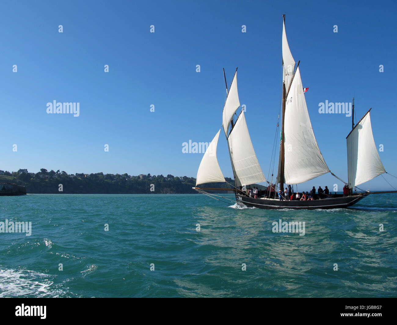 La Cancalaise, Antica Regata a vela, Binic porto vicino Saint-Brieuc, Cotes-d'Armor, Bretagne, Bretagna, Francia, Europa Foto Stock