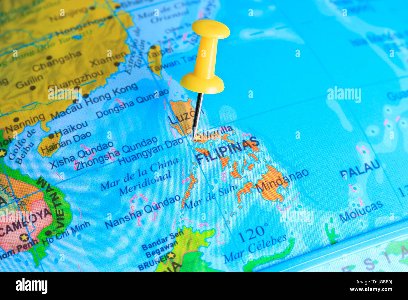 Filippine imperniata su una mappa di Asia Foto Stock