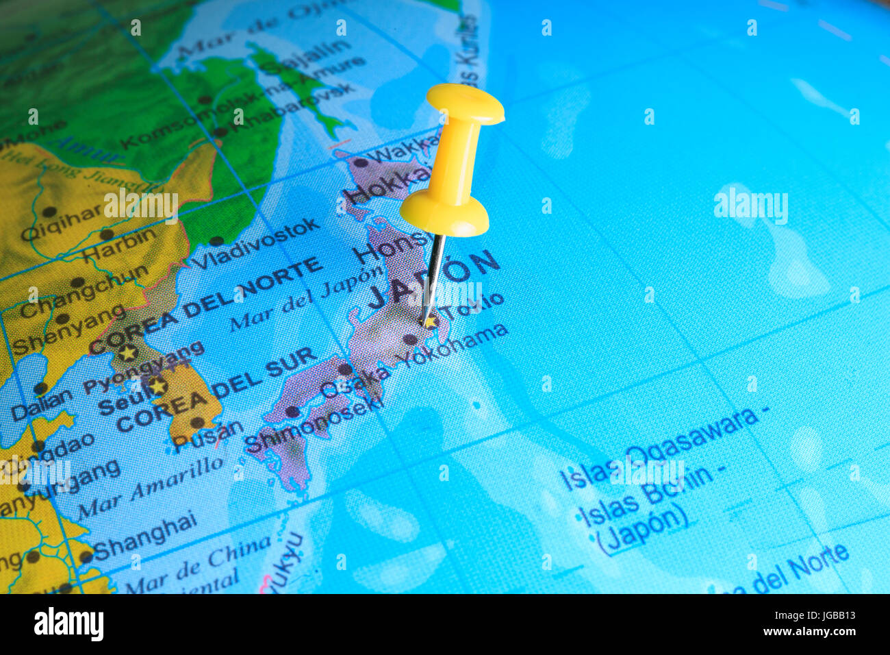Giappone imperniata su una mappa di Asia Foto Stock