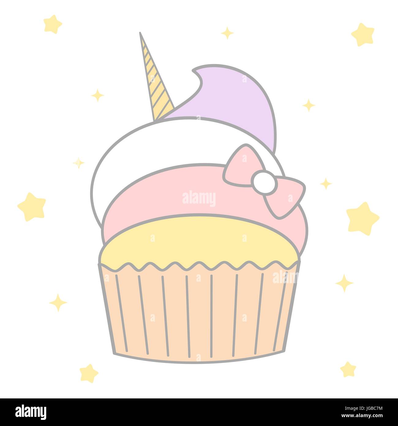 Cartoon carino unicorn cupcake illustrazione vettoriale Illustrazione Vettoriale