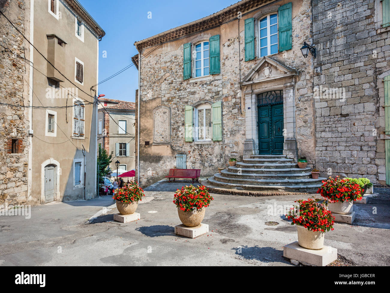 France, Languedoc-Roussillon, Dipartimento Gard Anduze, antico stile bastide town house Foto Stock