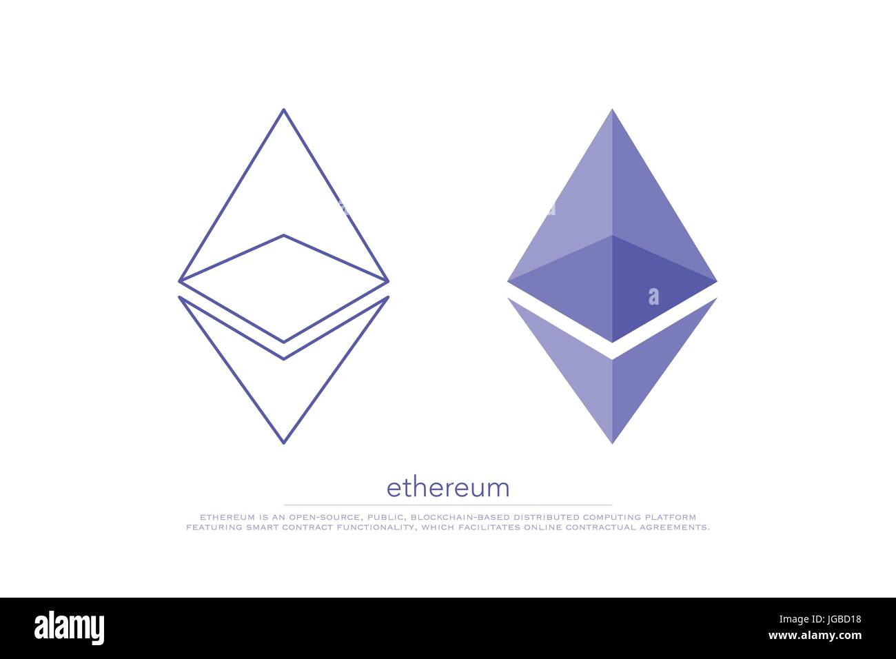 Set di isolato ethereum icone. vettore, cryptocurrency logo design. etere moneta virtuale logotipo. blockchain tecnology digitale basato su simbolo di denaro Illustrazione Vettoriale