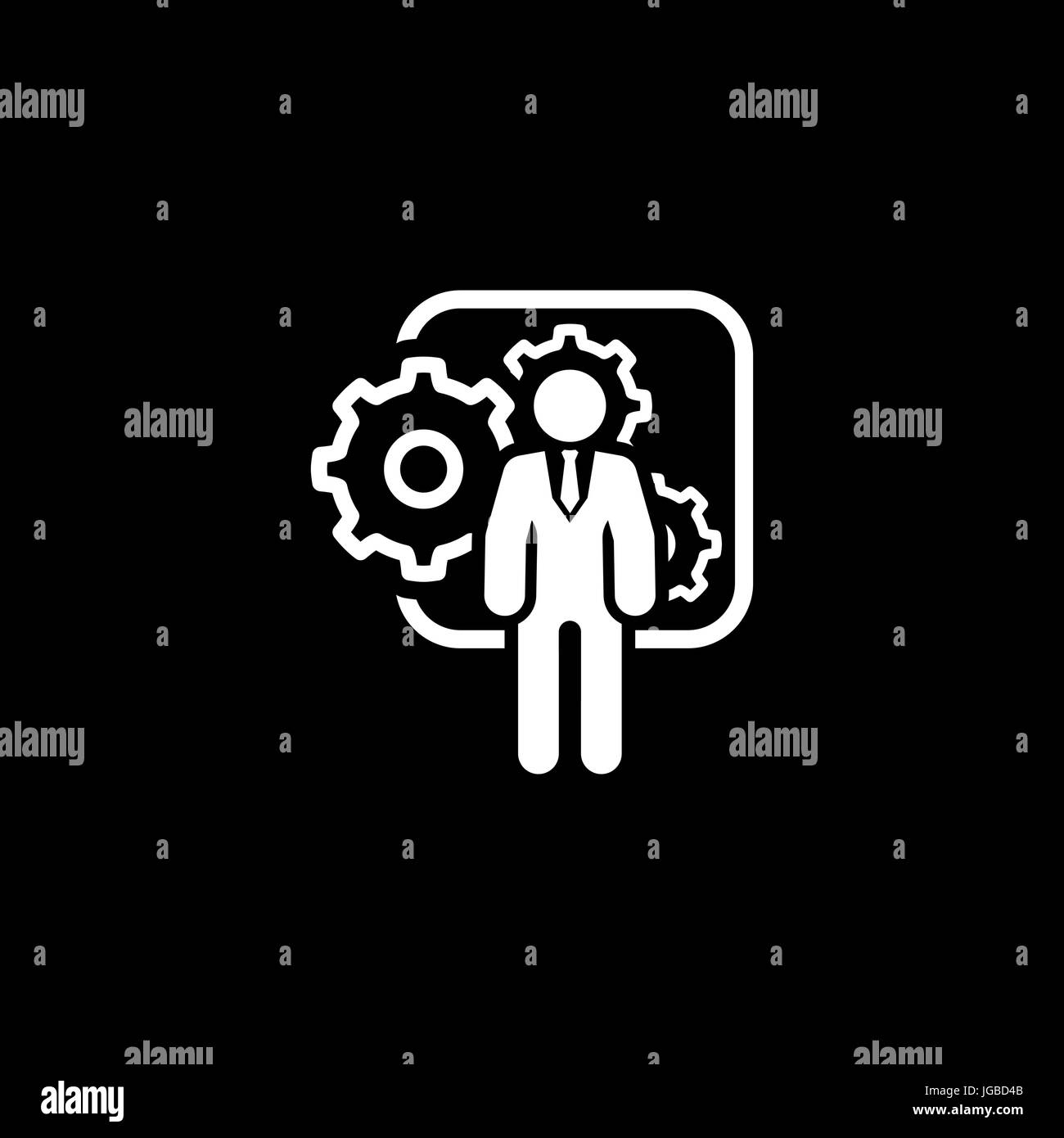 Gestione del processo di integrazione e la relativa icona. Design piatto. Illustrazione Vettoriale