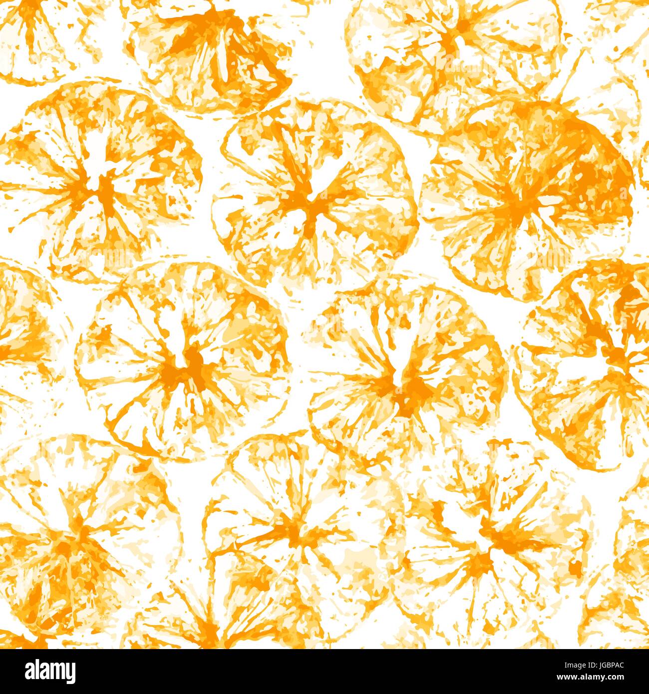 Timbro arancione sfondo senza giunture. Succo di arancia pattern con timbro della silhouette orange Illustrazione Vettoriale