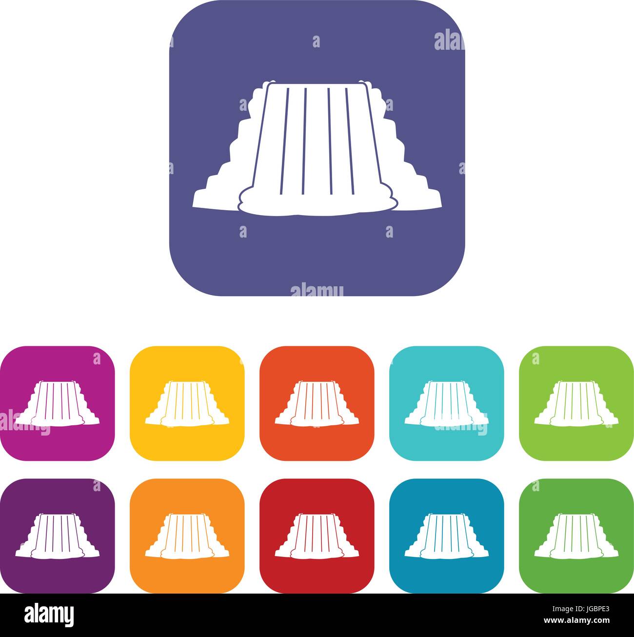 Cascate del Niagara icone piatto Illustrazione Vettoriale