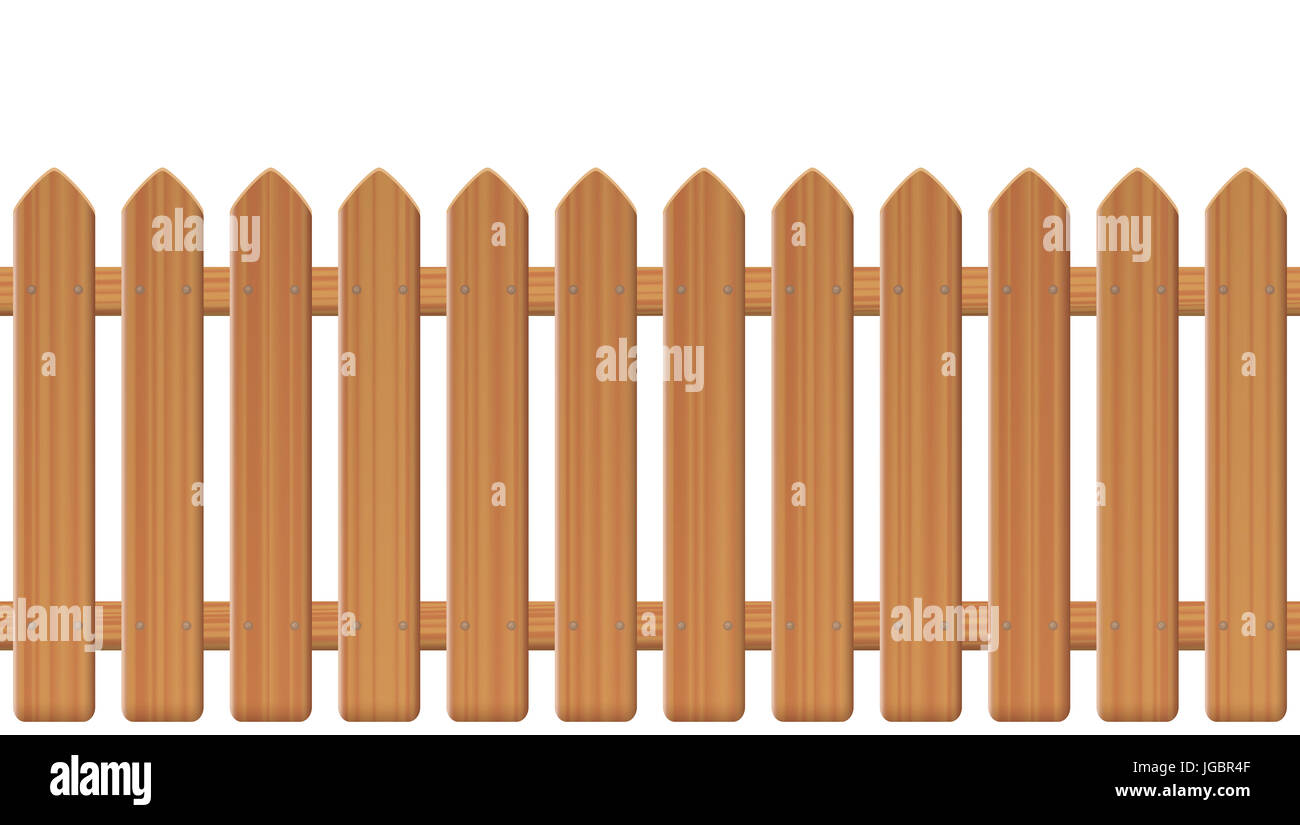 Picket Fence, legno testurizzato, bordi arrotondati - seamless estendibile per infinite pattern - illustrazione su sfondo bianco. Foto Stock