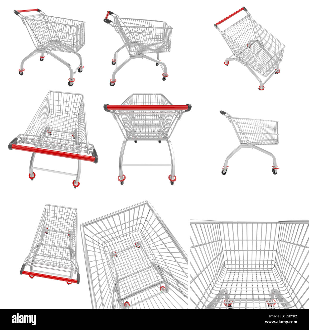 Svuota carrello isolato su bianco 3d rendering immagine Foto Stock
