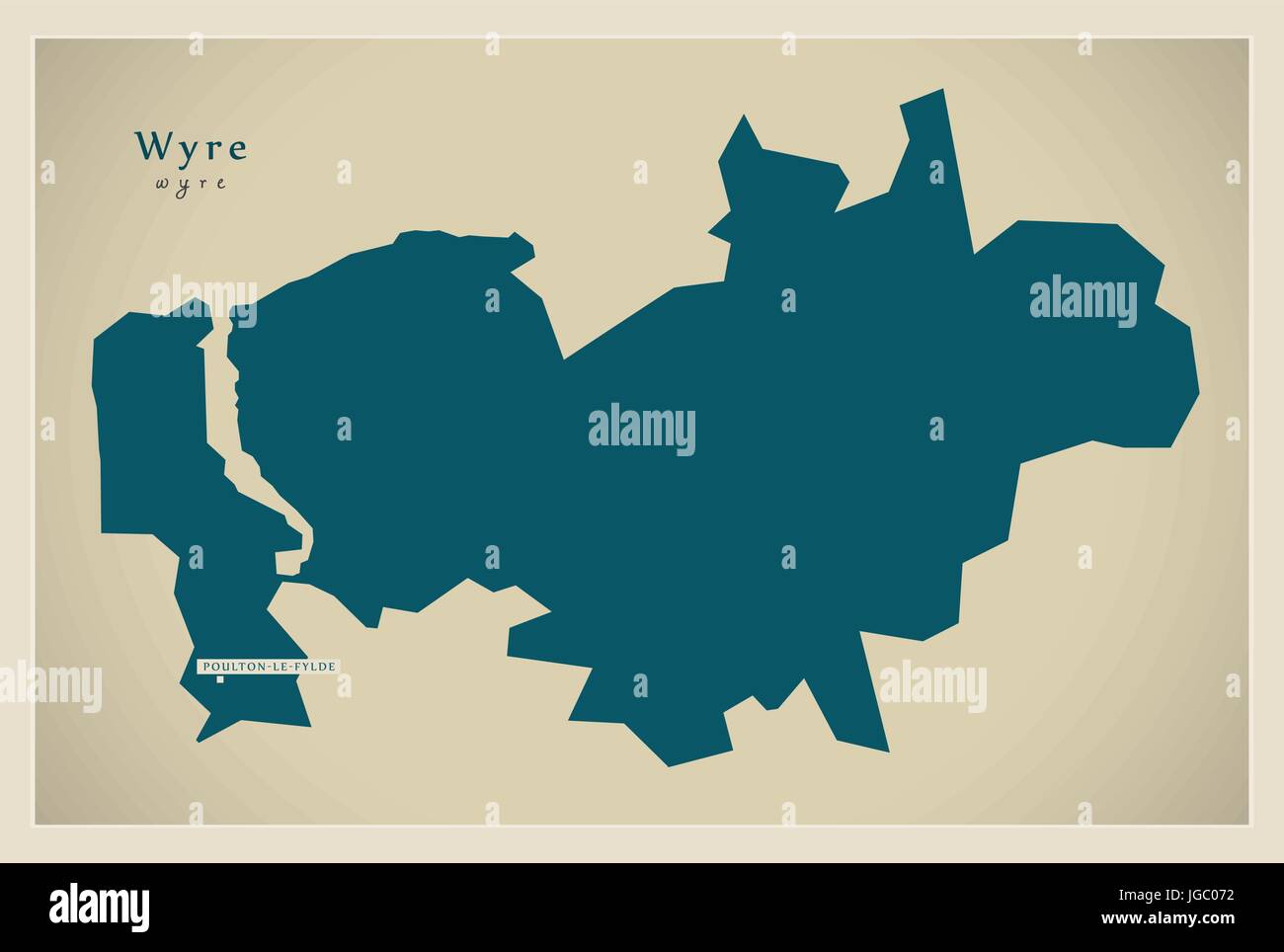 Mappa moderno - Wyre distretto di Lancashire Inghilterra illustrazione del Regno Unito Illustrazione Vettoriale