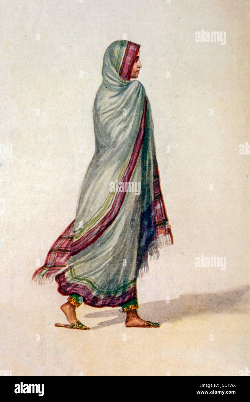 Vecchio dipinto del 1900 vintage di donna, india, asia Foto Stock