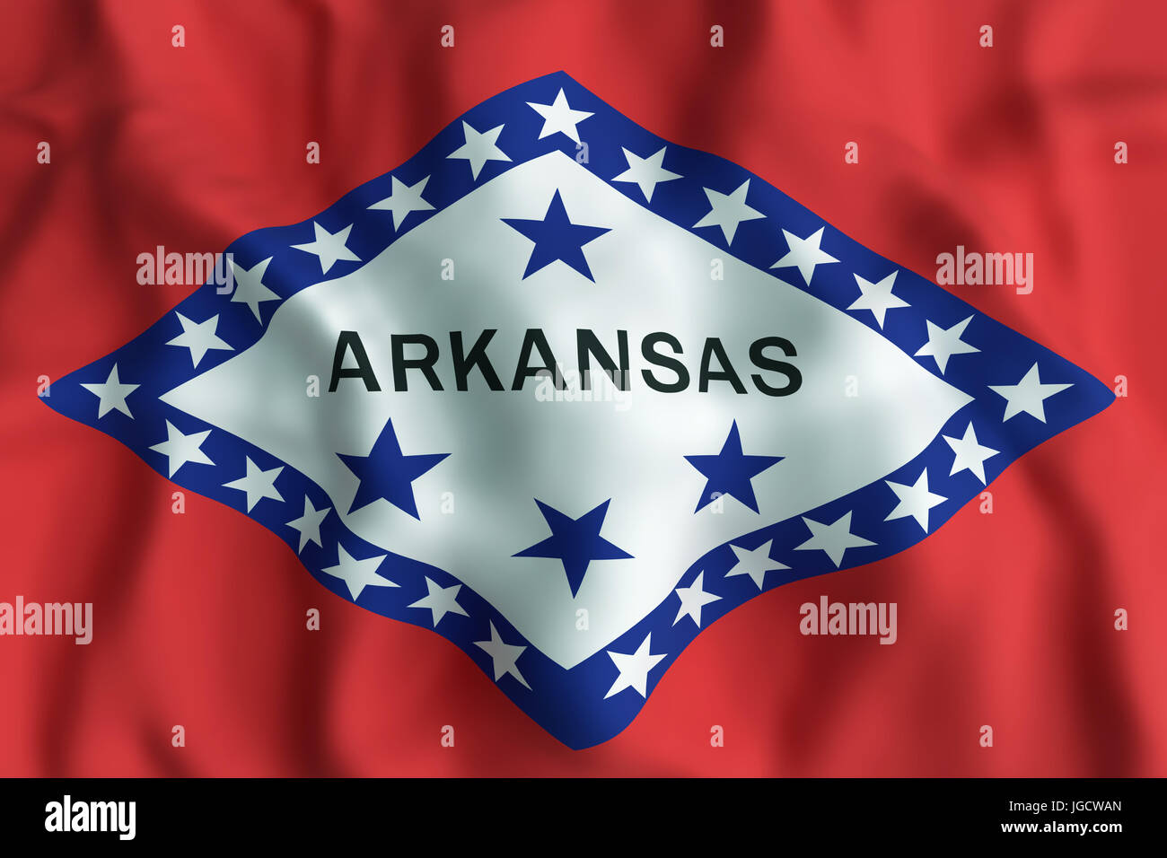 3D rendering di un Arkansas State flag. Foto Stock