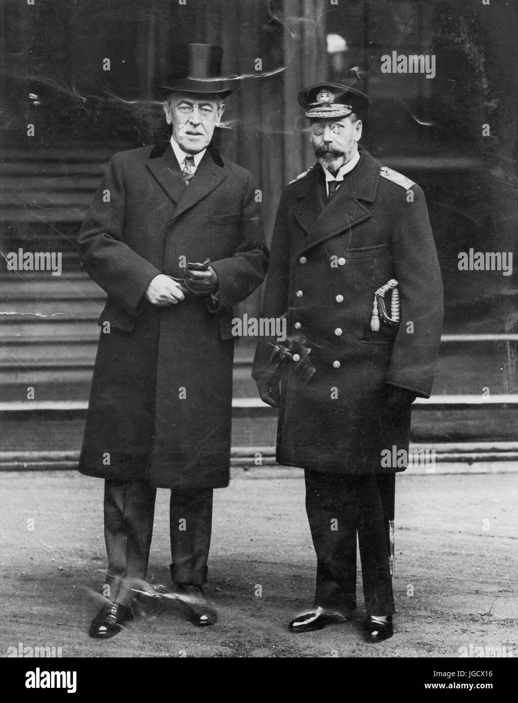 Il Presidente Wilson e il re Giorgio V d'Inghilterra Foto Stock