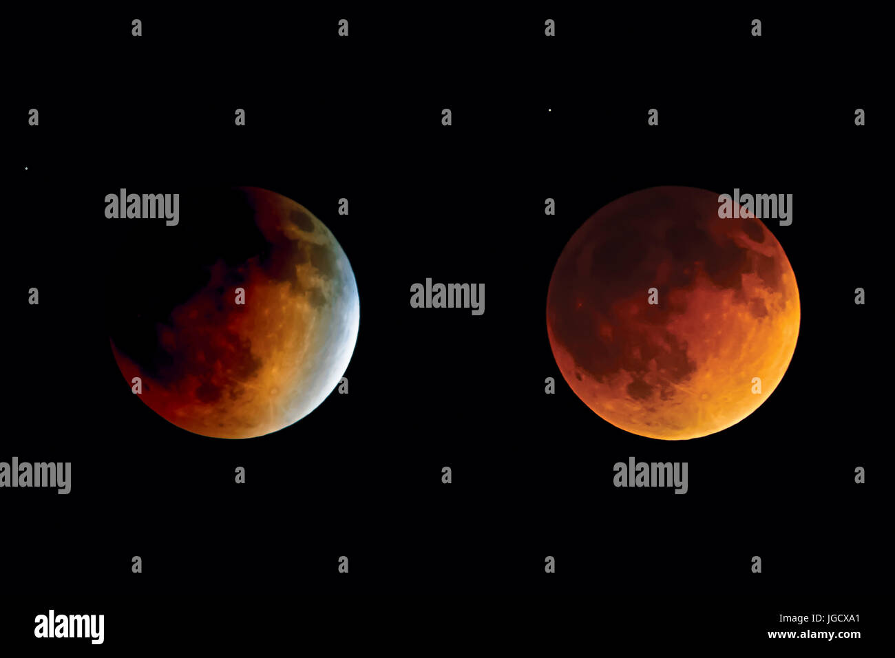 Lunar Eclipse da inizio alla totalità Foto Stock