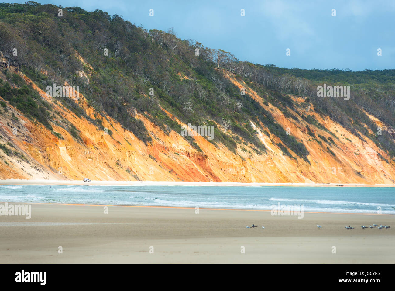 Doppio punto di isola e le sabbie colorate di Rainbow Beach, Great Sandy National Park, Queensland, Australia Foto Stock