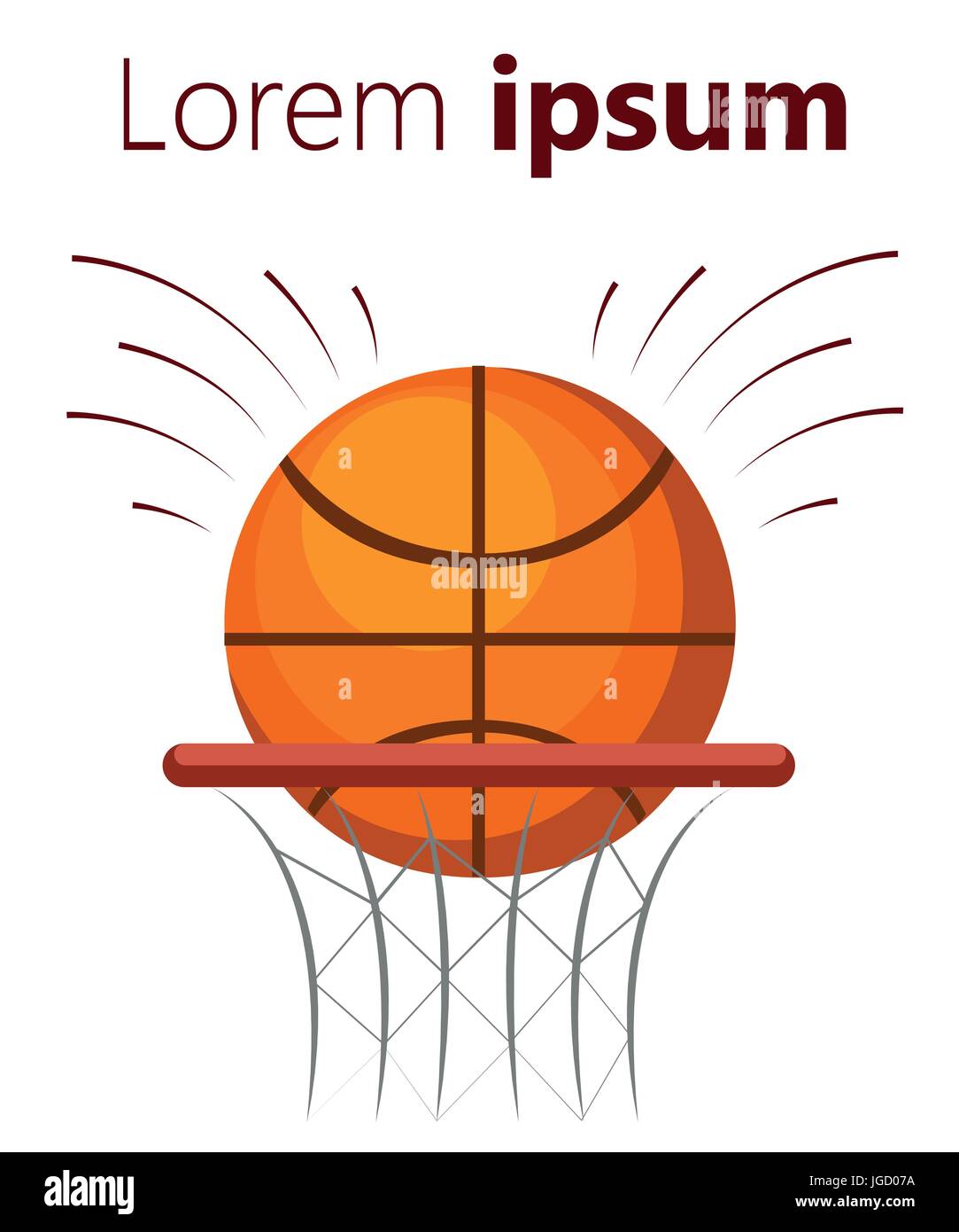 Il basket ball. Illustrazione di vettore isolato su sfondo bianco. Pagina del sito web e mobile app design elemento vettoriale Illustrazione Vettoriale