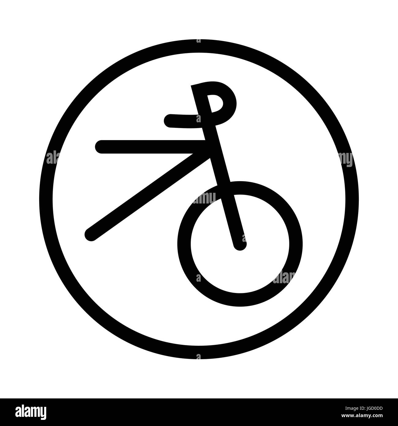 Icona di bicicletta, simbolo iconico all'interno di un cerchio, su sfondo bianco. Vettore design iconico. Illustrazione Vettoriale
