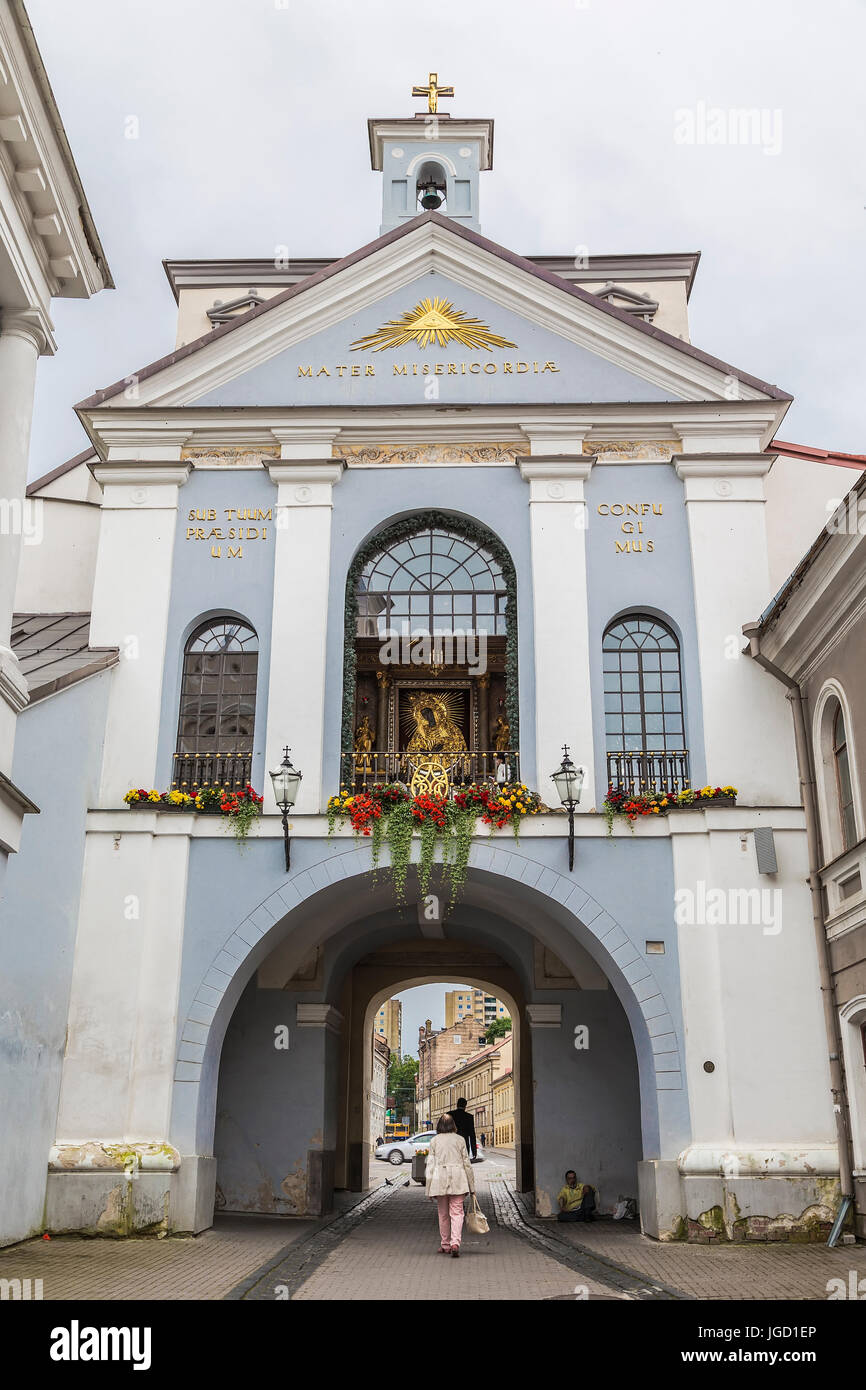 Basilica della Madonna Ostrobramska a Vilnius, Lituania Foto Stock