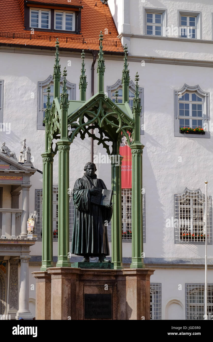 Statua di Martin Lutero il reformator in Wittenberg, Germania Foto Stock