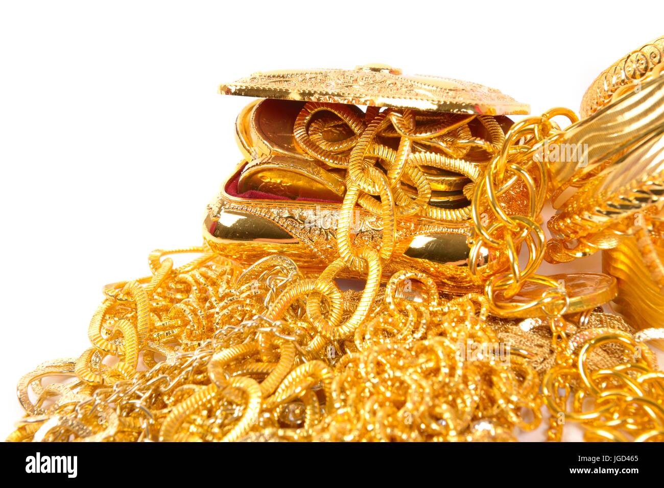 Gioielli in oro closeup Foto Stock