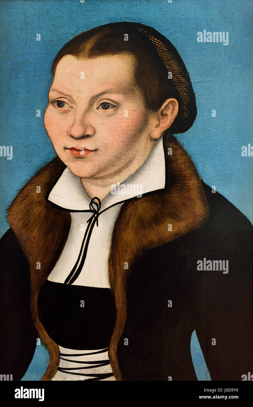 Martin Lutero (1483-1546) e sua moglie Katharina von Bora 1529 Officina di Lucas Cranach il Vecchio - Lucas Cranach der Ältere 1472 -1553 artista del Rinascimento tedesco Kronach Weimar in Germania Foto Stock