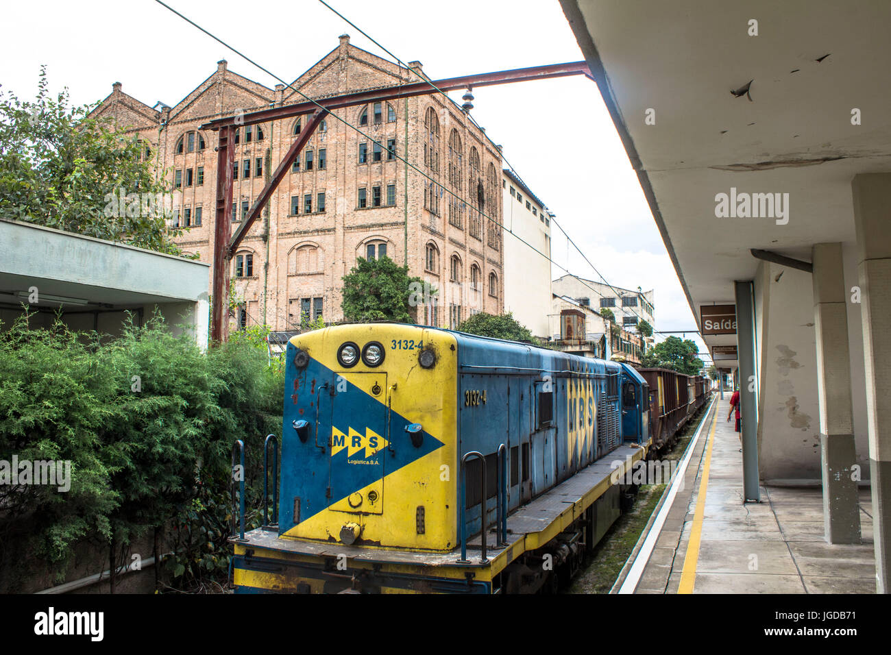 Treno merci, onorevole Logística, stazione Mooca, CPTM, 01.29.2016, Capitale, Mooca, Sao Paulo, Brasile. Foto Stock