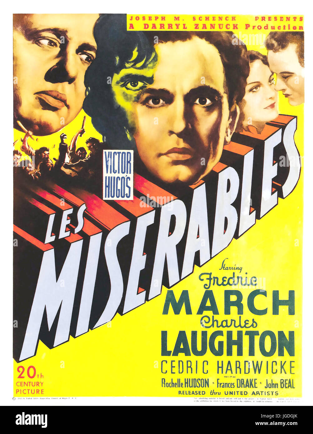 LES MISERABLES 1935 United Artists film con Charles Laughton e Fredric March Foto Stock