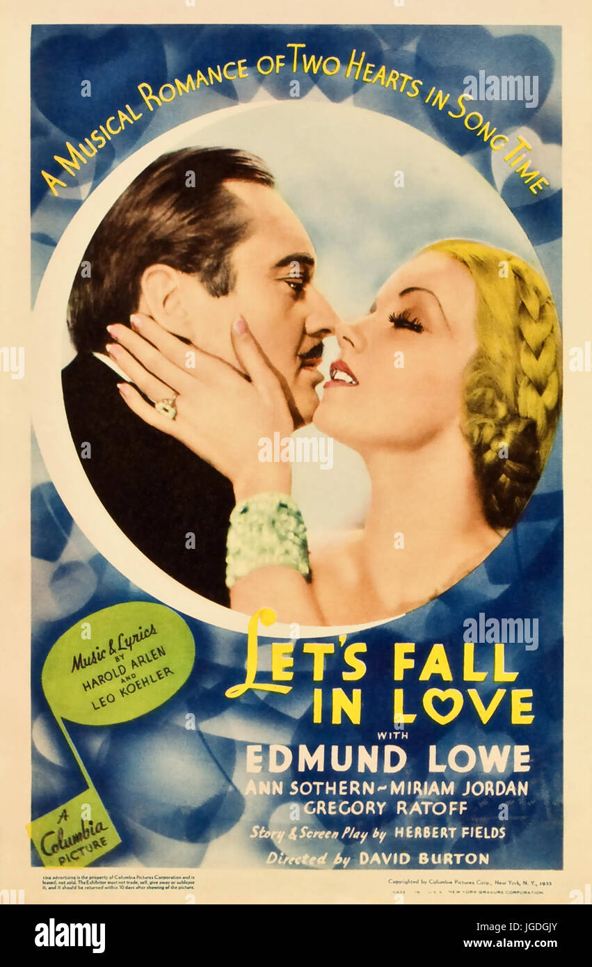 Andiamo a cadere in amore 1933 Columbia Pictures Film con Ann Sothern ed Edmund Lowe Foto Stock