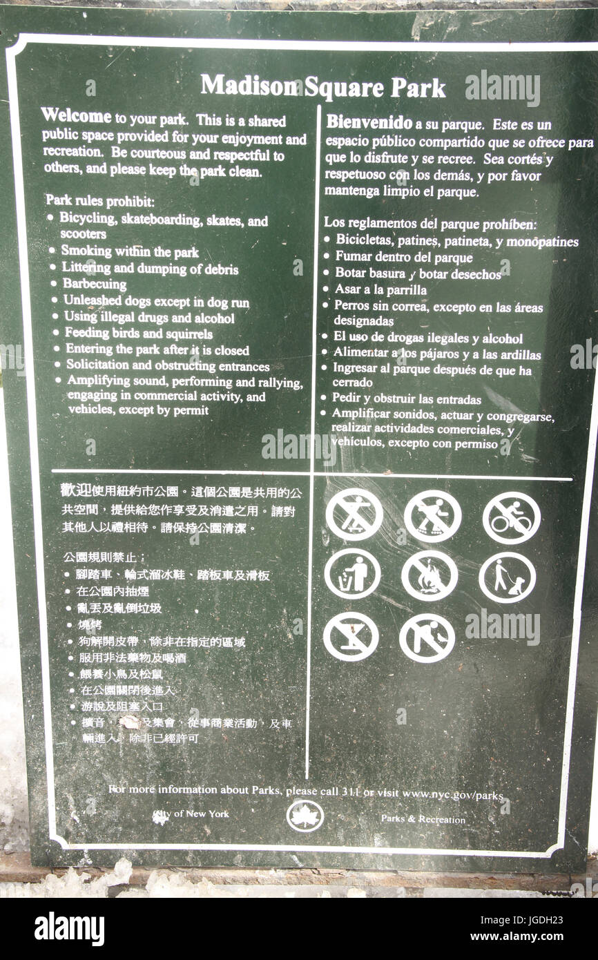 Madison Square Park, Fifth Avenue a 23rd St, New York, Stati Uniti Foto Stock