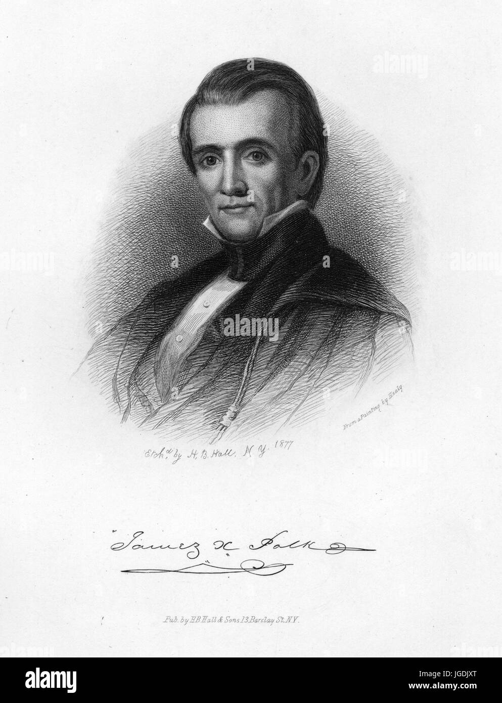 Incisi ritratto di James K. Polk, giurista e politico che è stato l'undicesimo presidente degli Stati Uniti, 1834. Dalla Biblioteca Pubblica di New York. Foto Stock