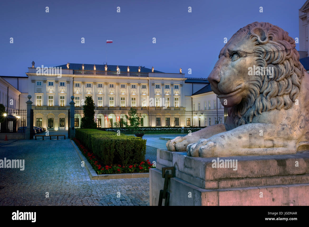 Il palazzo presidenziale di notte,Varsavia, Polonia Foto Stock