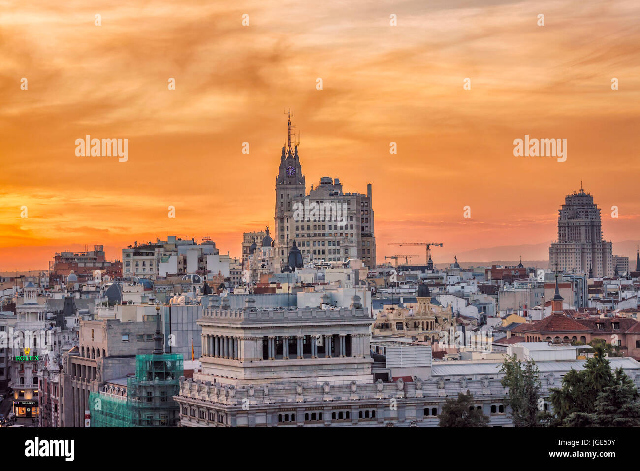 Il centro cittadino di Madrid skyline. Madrid, Spagna. Foto Stock