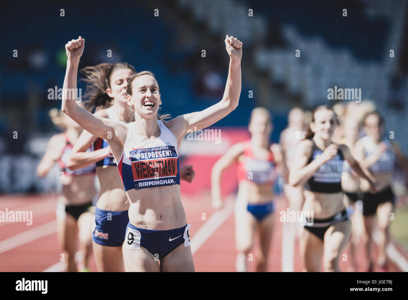Laura Wightman vince il 1500m presso il British Athletics Championships e mondo Prove a Birmingham, Regno Unito su 1-2 Luglio 2017 Foto Stock