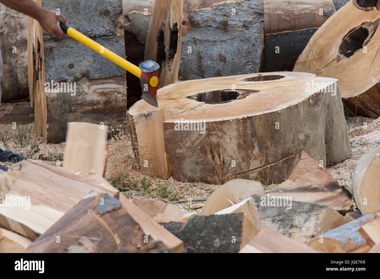 Il legno divisione nella regione Maramures, Romania Foto Stock