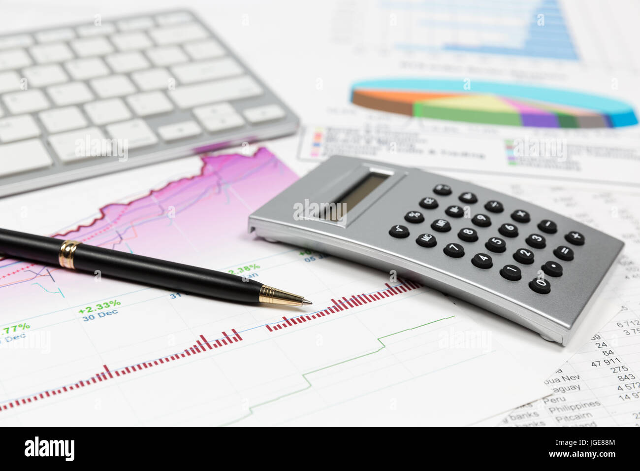 La contabilità finanziaria del mercato azionario analisi grafici Foto Stock