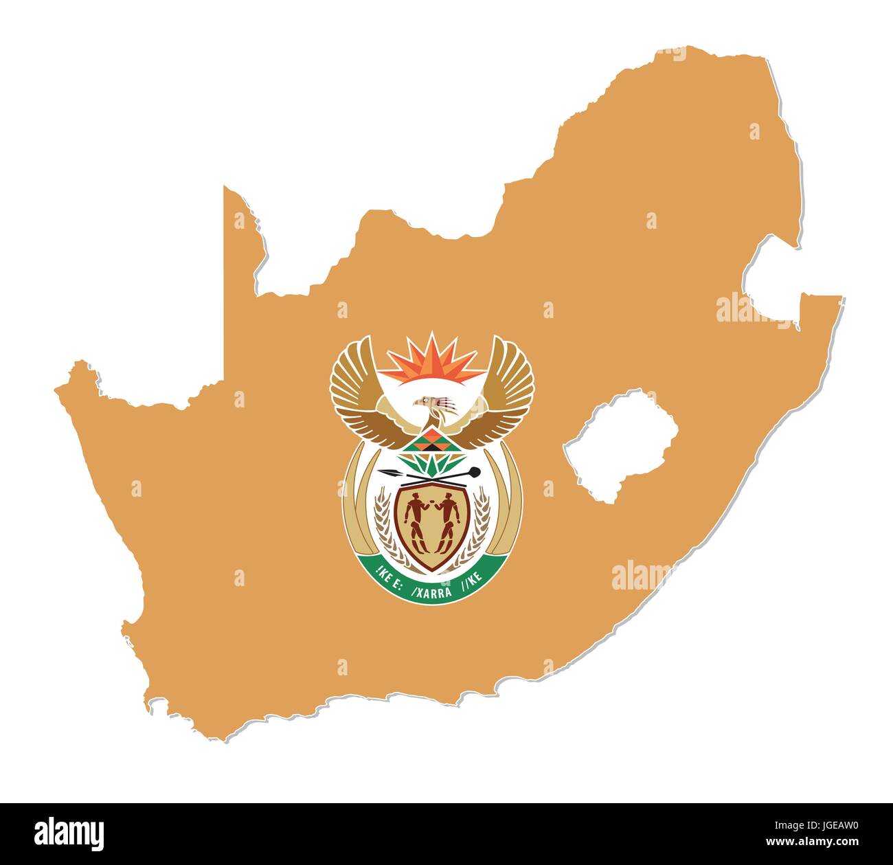 Mappa di Repubblica del Sud Africa con stemma Illustrazione Vettoriale