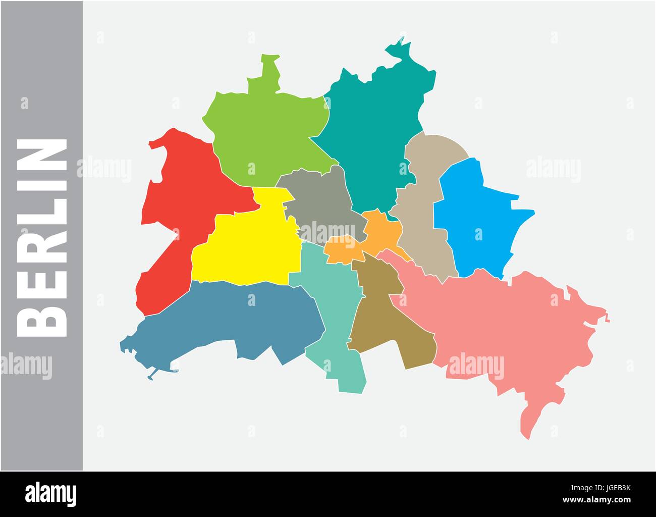 Berlino colorati politica e amministrativa di mappa vettoriale Illustrazione Vettoriale