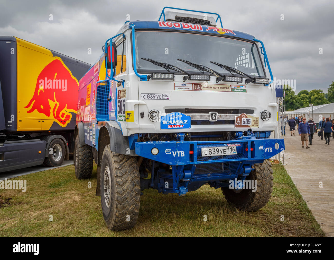 2017 Kamaz T4 Dakar Rally carrello sul display al Festival di Goodwood di velocità, Sussex, Regno Unito. Foto Stock