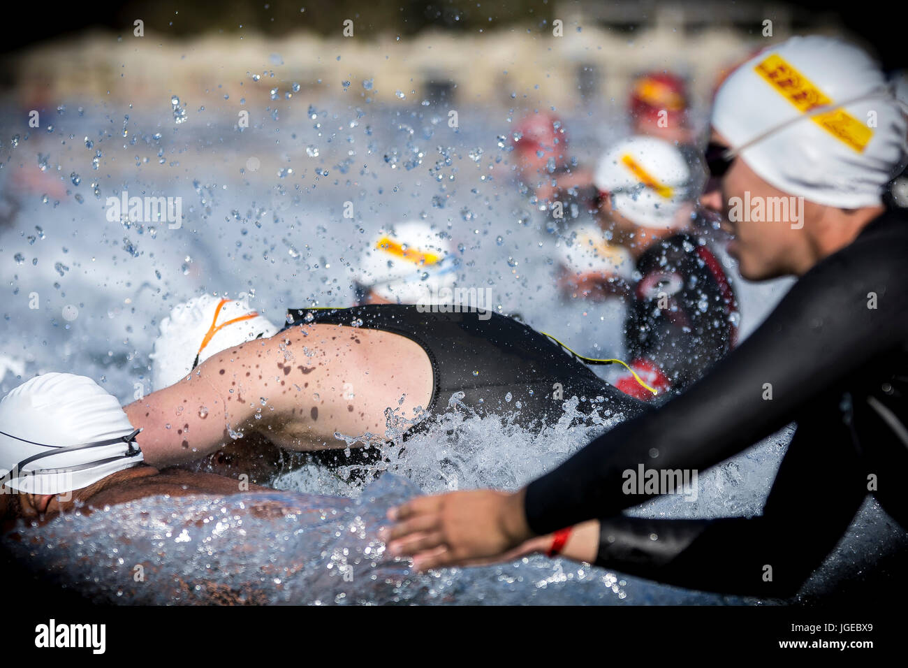 Gara di triathlon start Foto Stock