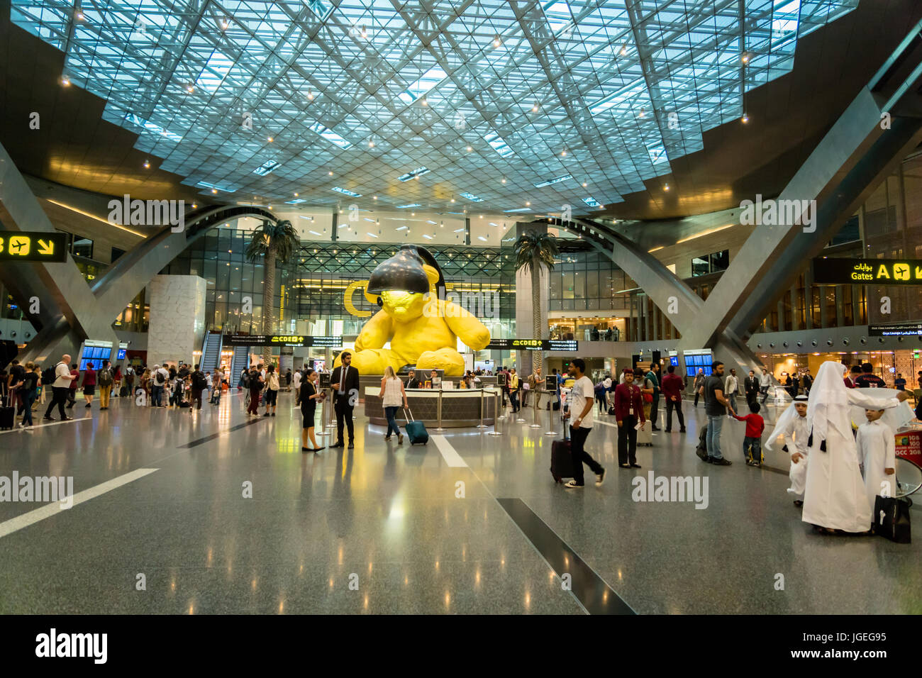 Doha, Qatar - Giugno 2017 : Doha Hamad International Airport, in Qatar. Foto Stock