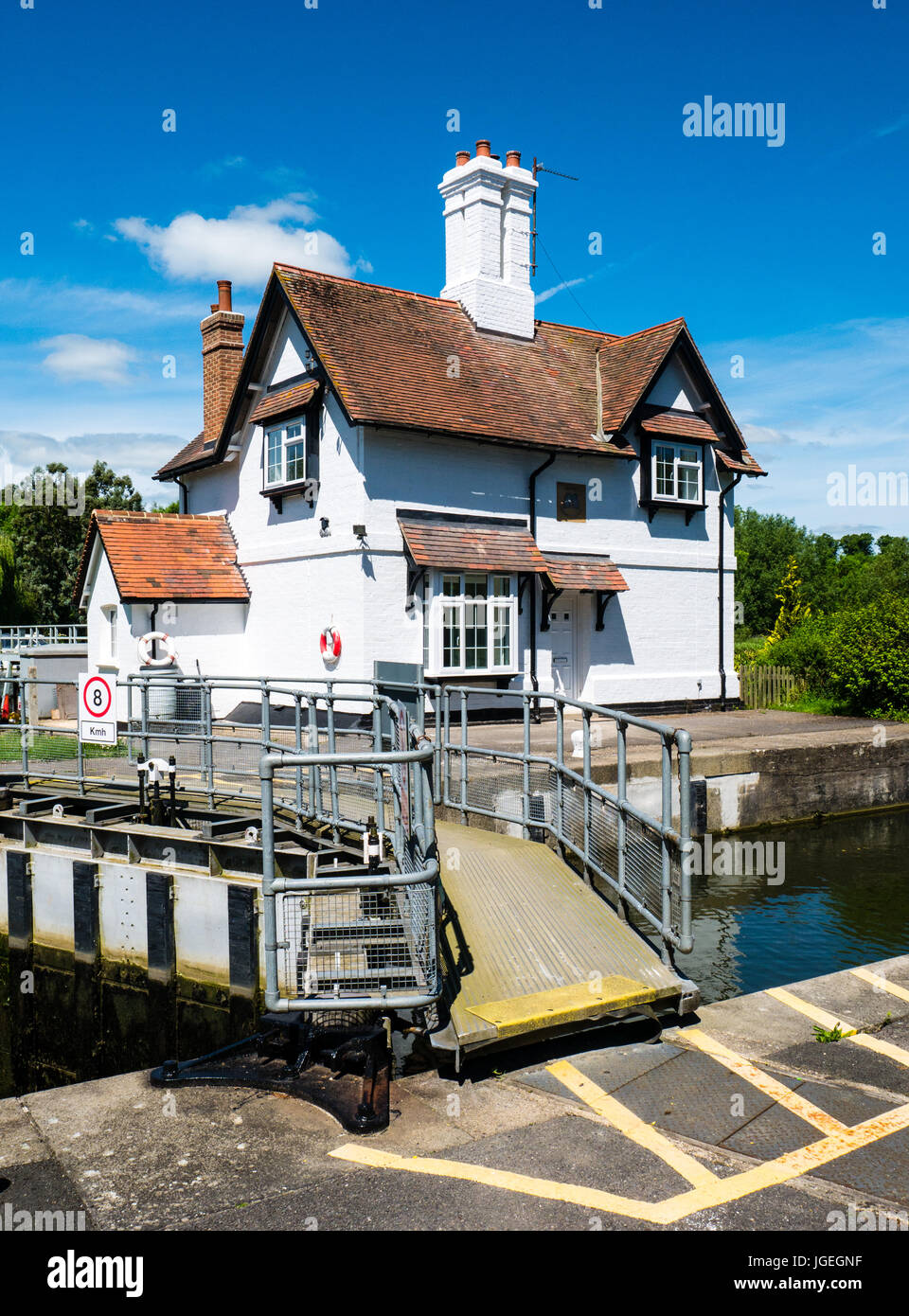 Goring bloccare, il fiume Tamigi e il Goring-on-Thames, Oxfordshire, Inghilterra Foto Stock