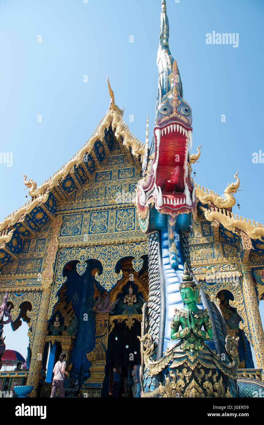 Tempio Azzurro -Rong Suea dieci, Chiang Rai, Thailandia Foto Stock
