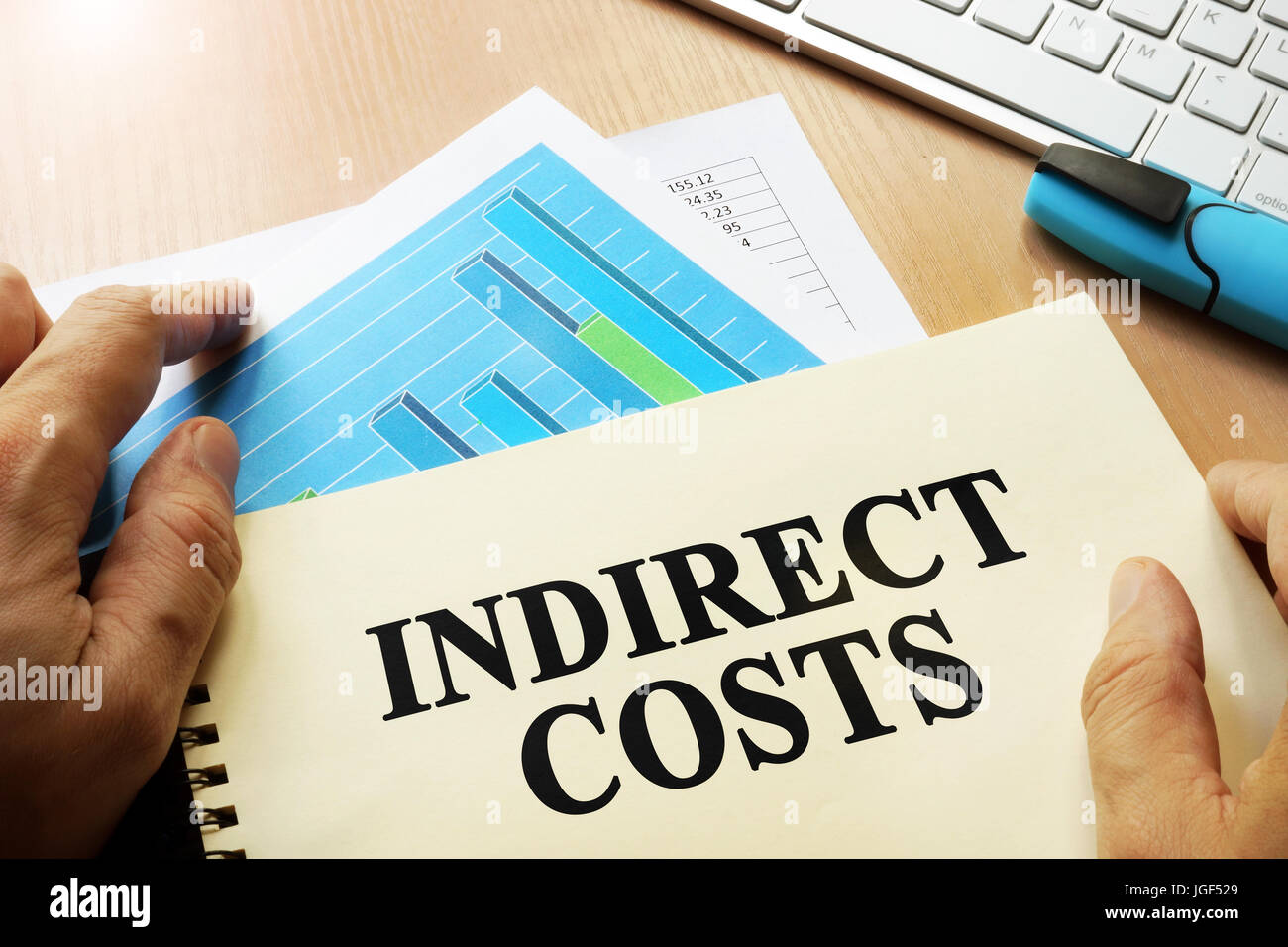 Prenota con il nome di costi indiretti. Il concetto di business. Foto Stock