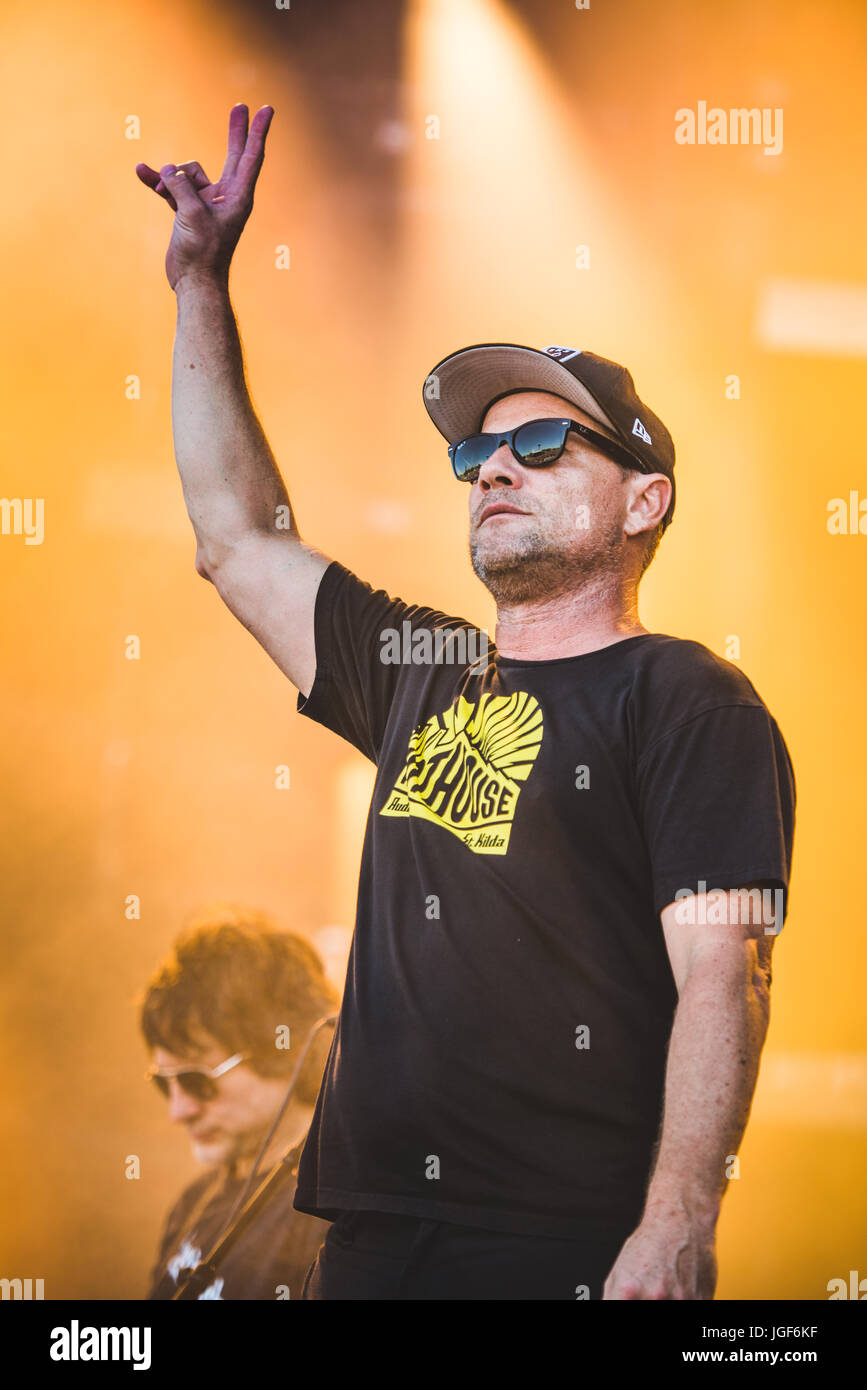 Clisson, Francia. 17 Giugno, 2017. Ugly Kid Joe suonare dal vivo sul palco del Festival Hellfest 2017 in Clisson. Credito: Alessandro Bosio/Pacific Press/Alamy Live News Foto Stock